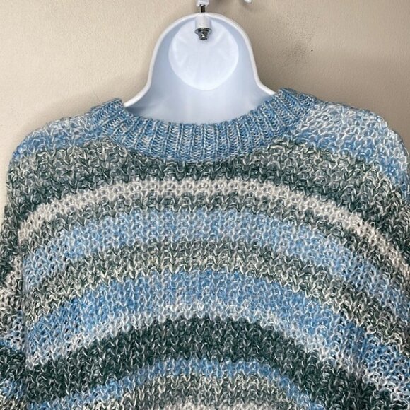 aeo Oversized Chunky Knit Blue Striped Sweater Size XS - Picture 3 of 7